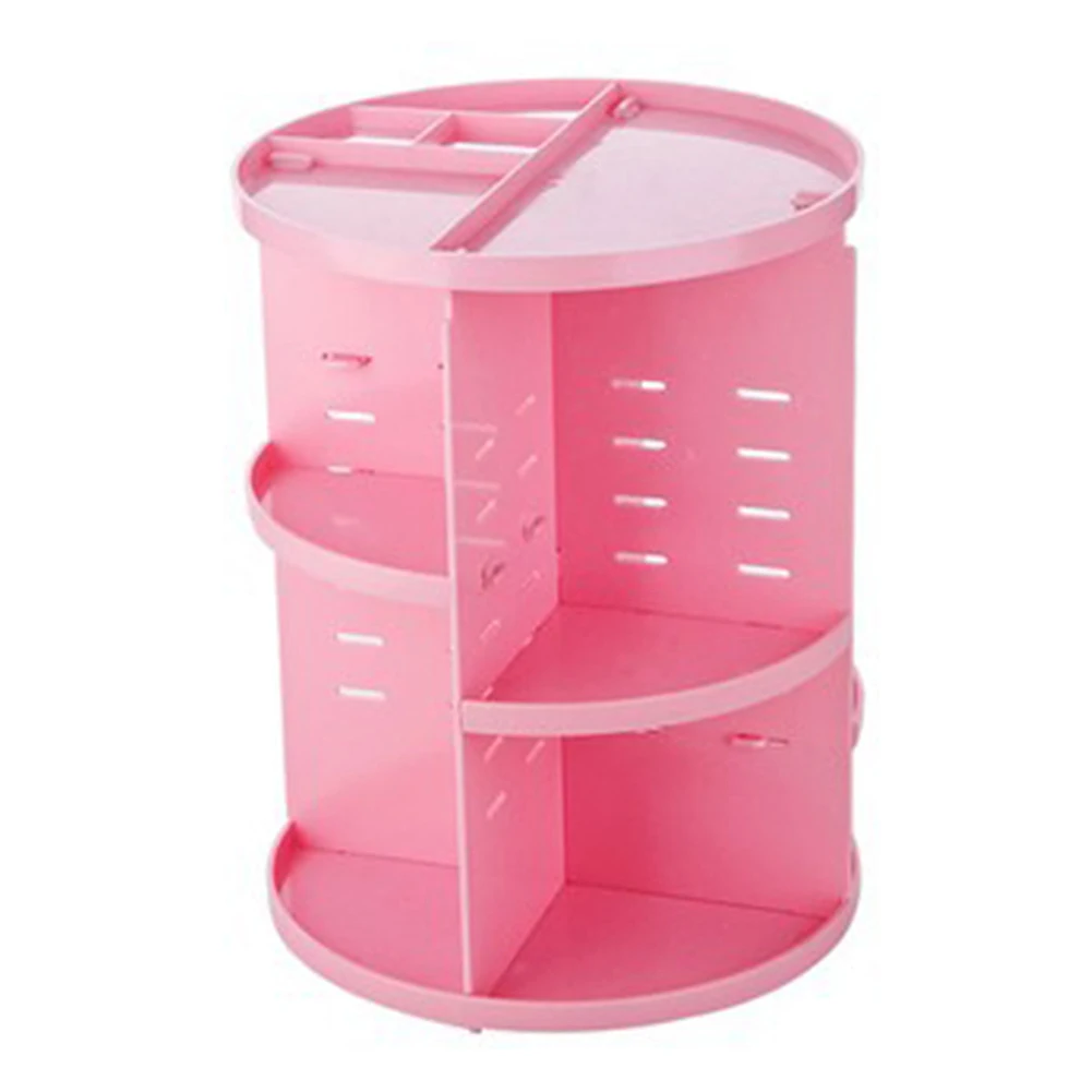 Pink Transparent Cosmetic Display Box DIY 360 Degre Rotatable Acrylic Cosmetic Storage Box Atmospheric Beauty Organizer - Color: Pink