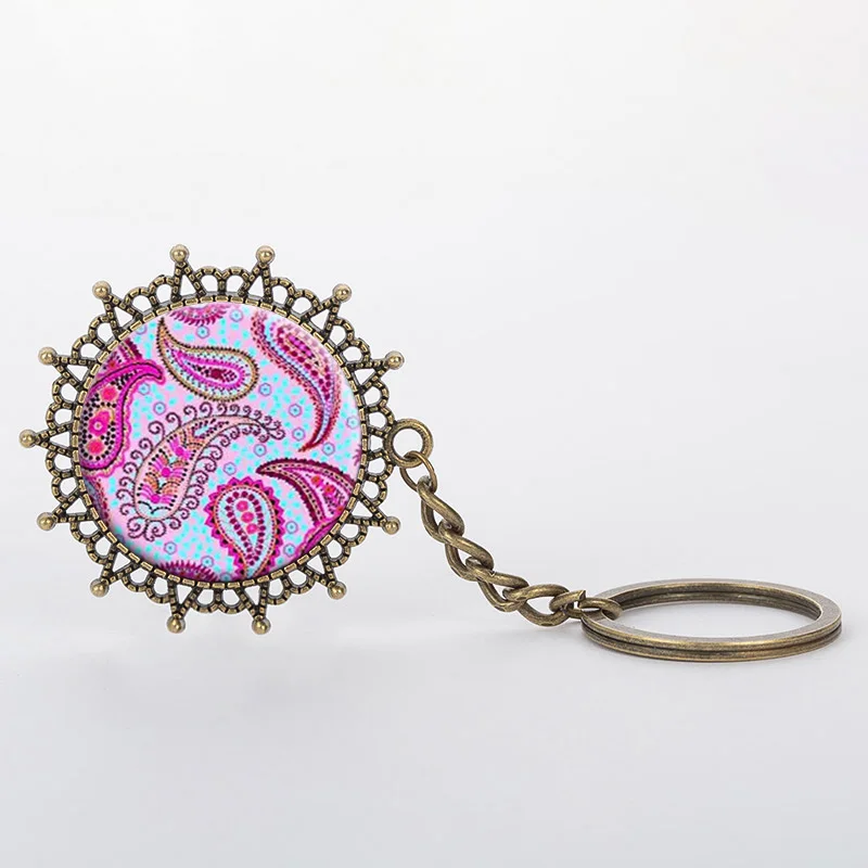 SUTEYI классический Мандала Цветок лотоса кольцо для ключей буддистский символ ом