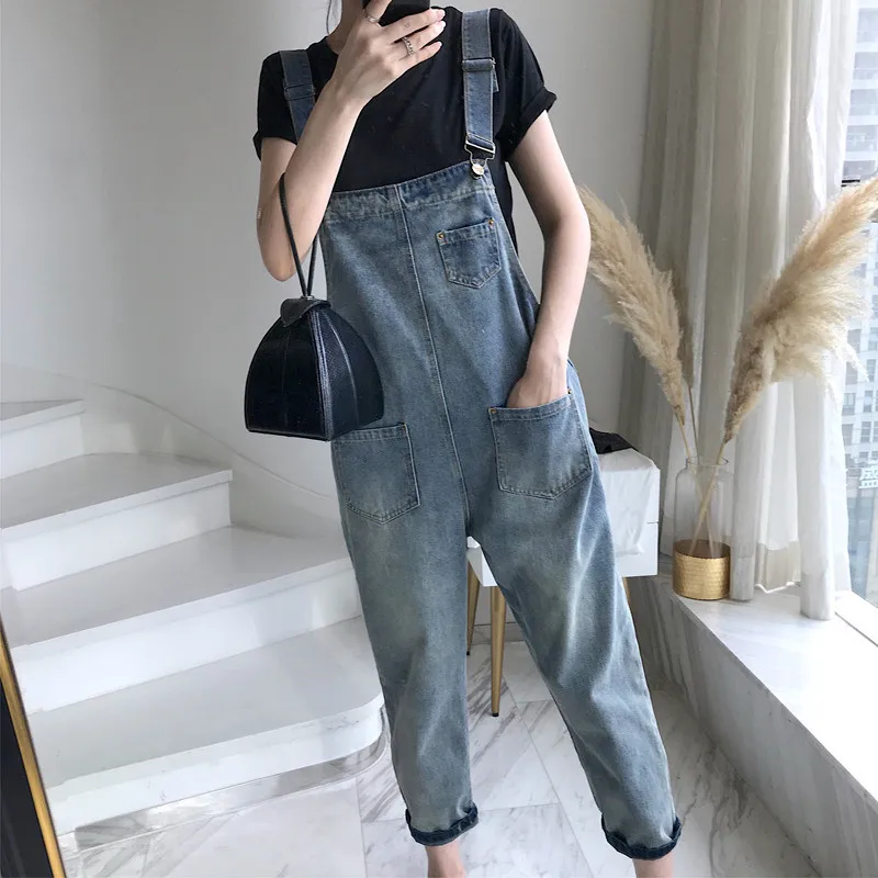 

JUJULAND Women Fashion Loose Calf Length Wide Pants Rompers Casual Cotton Womens Jumpsuit Overalls Strap Backless Jumpsuits 6049