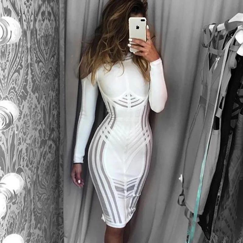 Женское ажурное платье Bqueen элегантное осеннее до колена на тонких бретельках с