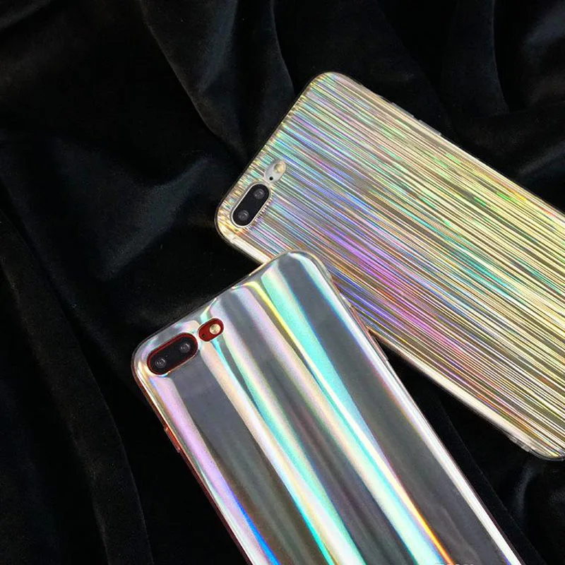 100PCS Laser Shining Cases Cover for iPhone 7 8 X XS XR MAX Case Rainbow Back Phone Shell For By Free DHL |
