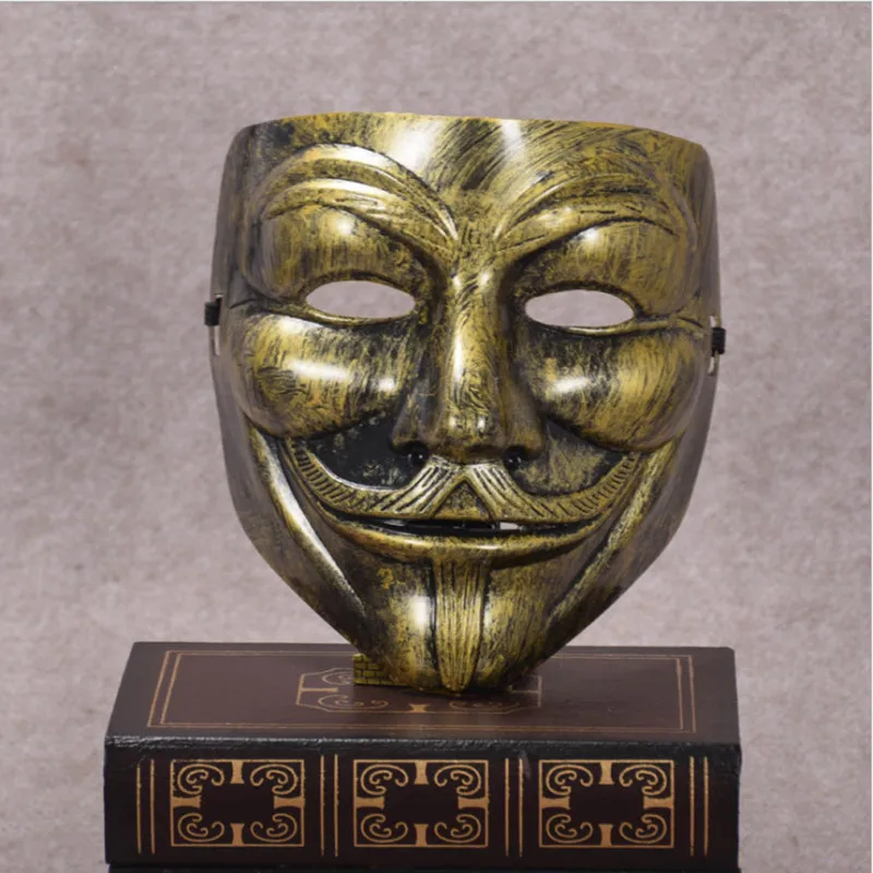 Лидер продаж Белый/Золотой/Серебряный/Желтый V для вендетты Guy Fawkes маска аноним Хэллоуин Косплей костюмы вечерние принадлежности