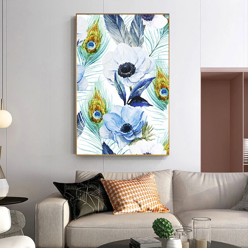 Nordic Plant Heaven Bird Canvas Painting Purple Flower Posters Prints for Living Room Romantic Wall Art Picture Affiche Salon | Дом и сад