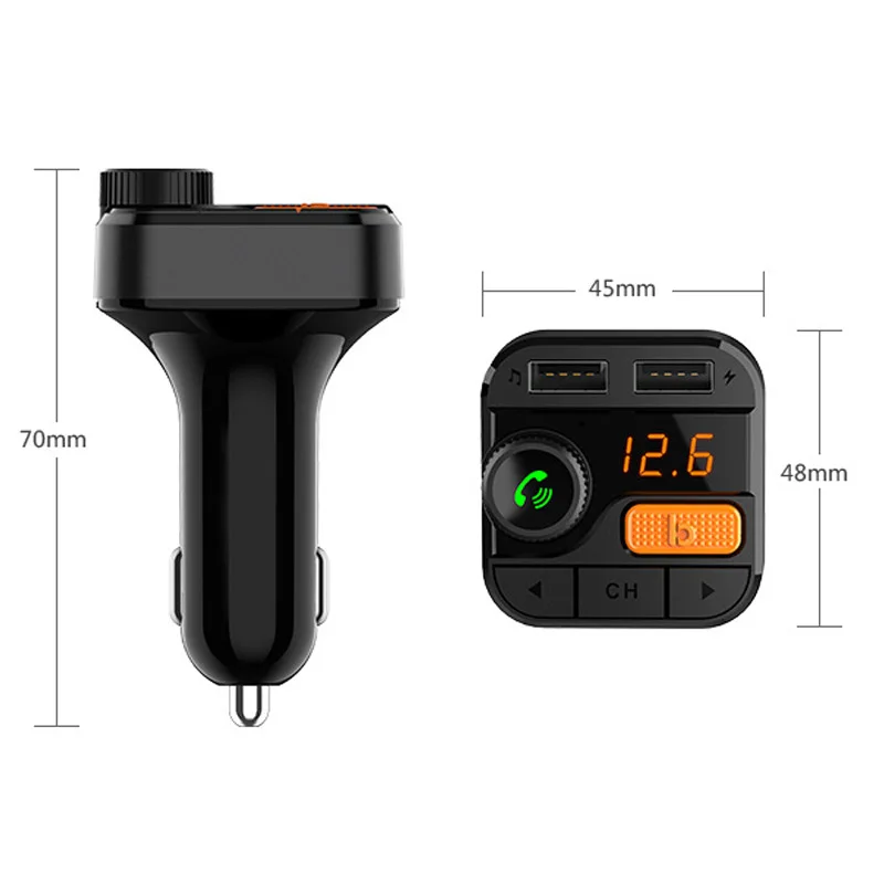 JaJaBor Bluetooth 5,0 Carkit Handsfree fm-передатчик fm-модулятор 3.4A автомобильное зарядное устройство Поддержка TF карты/U диск воспроизведения