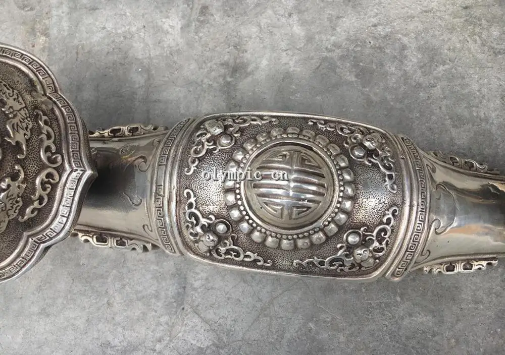 16 ''Бронзовый Серебристый покрытие резные статуя Ruyi|Статуи и скульптуры| |