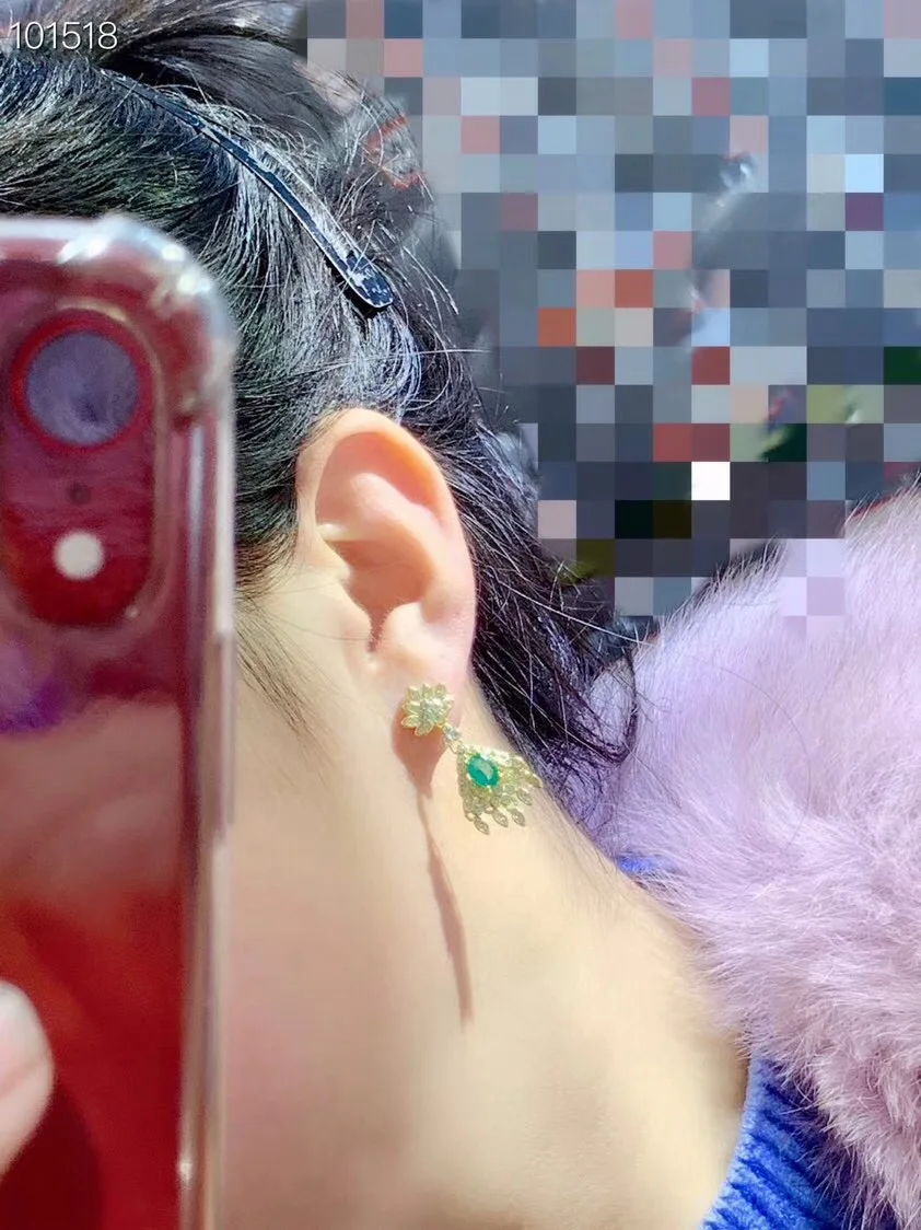 Новинка зелёный Изумрудный камень серьги для красоты хорошее ювелирное изделие