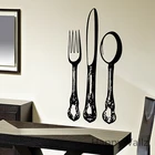 Наклейка на стену, ложка, вилка, нож, кухонная Наклейка на стену, сделай сам, современный декор, кухонный нож, вилка, обои M31