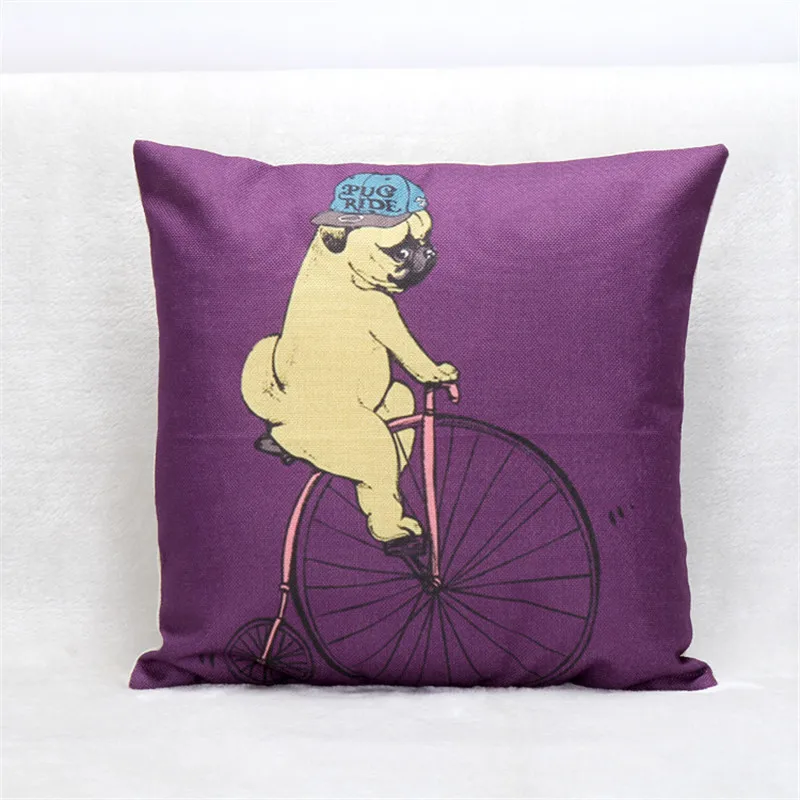 B156 Creative pillow cover dog ride home fashion cotton linen fabric by creative office sofa cushion decor | Дом и сад
