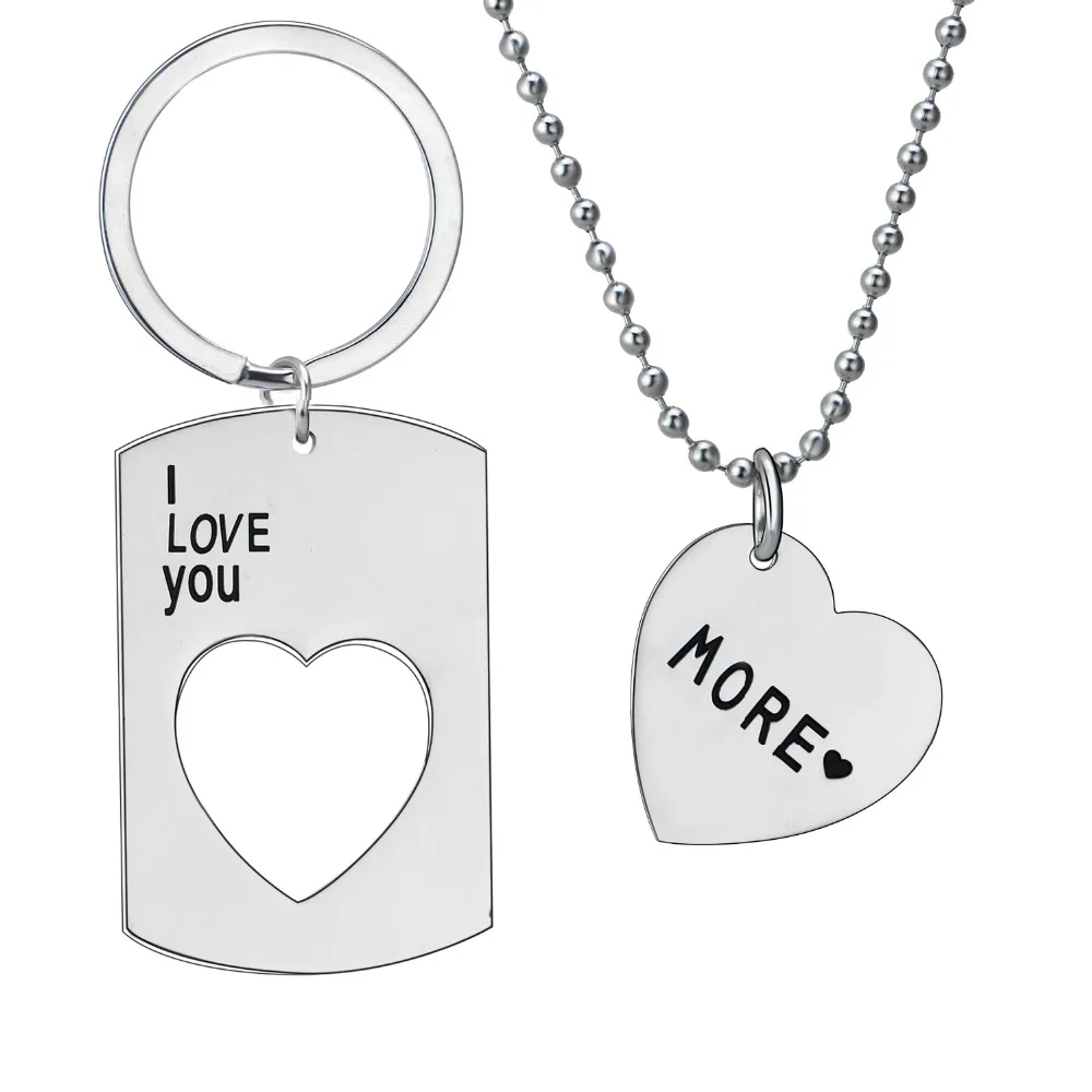 2 шт. ошейник из нержавеющей стали с надписью I Love You More Heart | Украшения и аксессуары