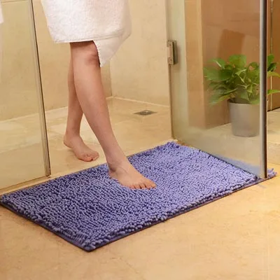 Lilac Синель коврик для ванной комнаты коврик для ванной 40x60 50x80 латексный Противоскользящий напольный коврик фиолетовый Кофейный Серый Плюшевый туалетный коврик дверной коврик - Цвет: Lilac