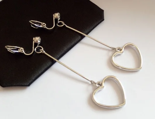 LONGSILVER Милые серьги-клипсы в форме сердца, не пирсинг для женщин, без отверстия для ушей - Окраска металла: LONGSILVER