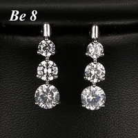 be8 brand round shape bunch aaa cubic zirconia drop earrings white gold simple crystal earrings for women party show gift e 256