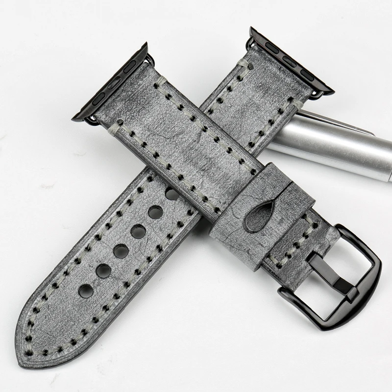 Ремешок из натуральной кожи для Apple Watch Band 44 мм 40 42 38 Series SE 6 5 4 3 2 1 iWatch|strap for apple