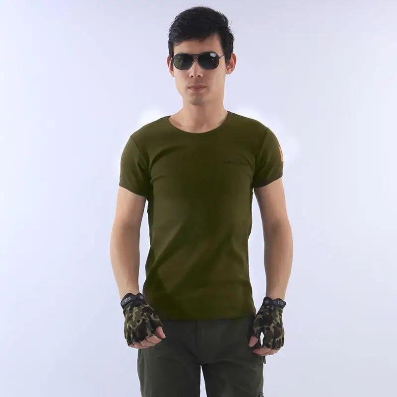 Для Мужчин Армия Военные Вентиляторы Тактические летняя футболка Tight с короткими