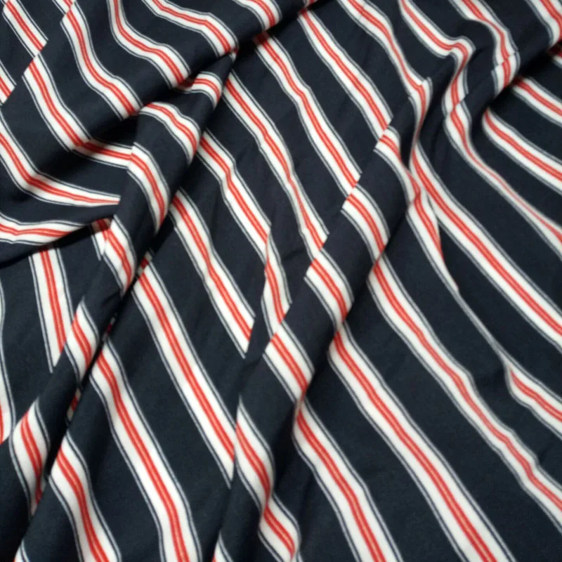Chiffon Fabric Tricolor Stripe Printing Dress Trousers Slightly Stretchy | Дом и сад