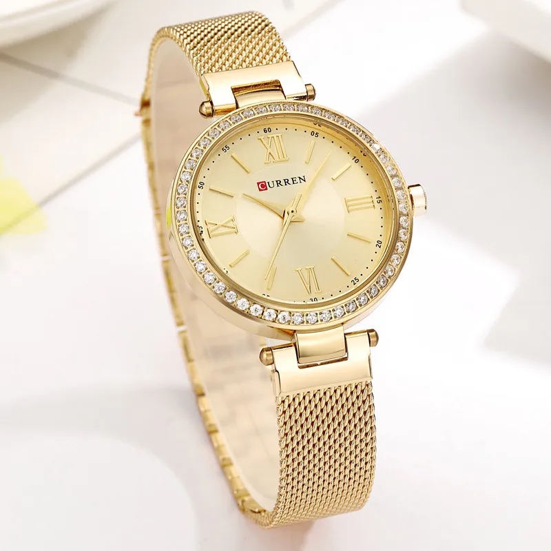 Часы Curren женские золотые черные кварцевые|wristwatch brand|wristwatch for womenwristwatch black |
