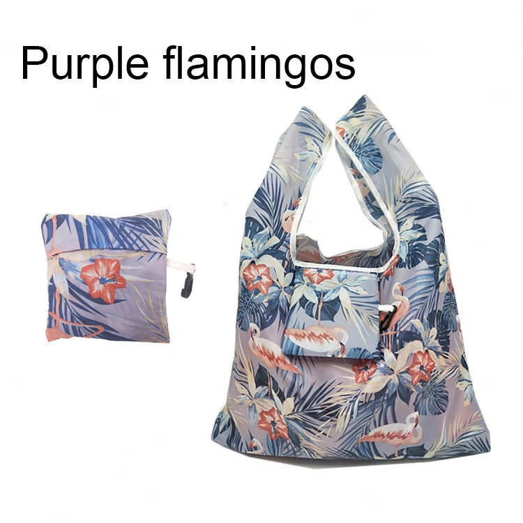 Purple flamingo Женская Складная Эко сумка для покупок, переносная многоразовая сумка для хранения продуктов, кактус, фламинго, в горошек - Цвет: Purple flamingo