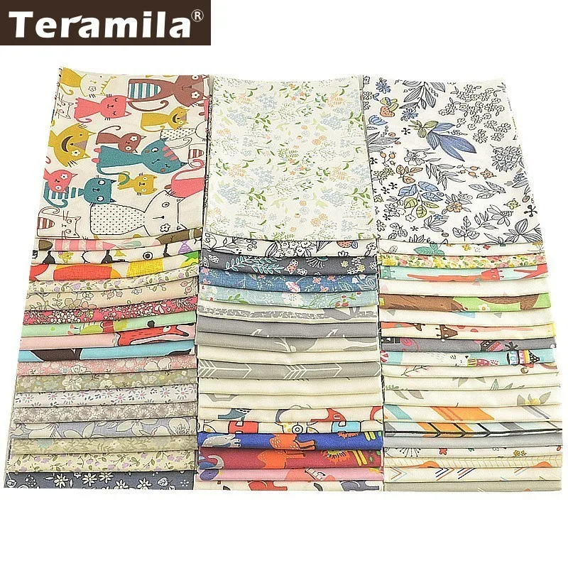 

Teramila 50x50cm Fat Quarter 100% Cotton Fabrics Flowers Animal Cartoon Design Telas Patchwork Cloth Tissu DIY Baby Quilts
