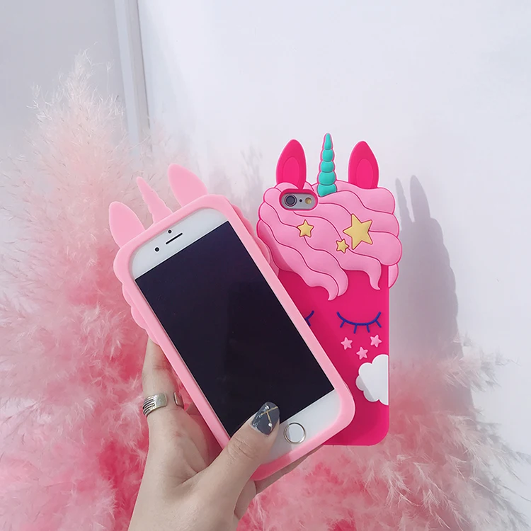 3D мультфильм милый розовый мягкий силиконовый чехол для iPhone 5 6 S X XS 7 8 Plus чехлы для телефонов Fundas Coque Capa резиновый Блестящий Единорог