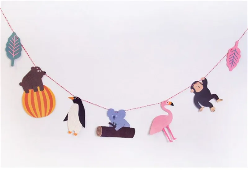 Фламинго лист Monkeyon медведь гирлянда с животными Декор баннер День Рождения