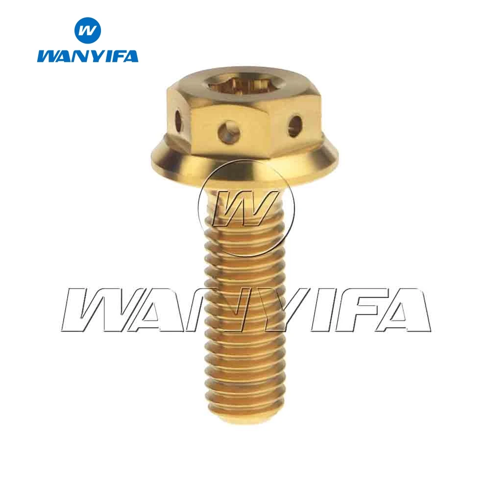 Титановый "Wanyifa" болты M8x 20 25 30 35, 40 45 55 мм внутренняя и внешняя Шестигранная головка с фланцем винт для катания на мотоцикле болт - Цвет: Золотой