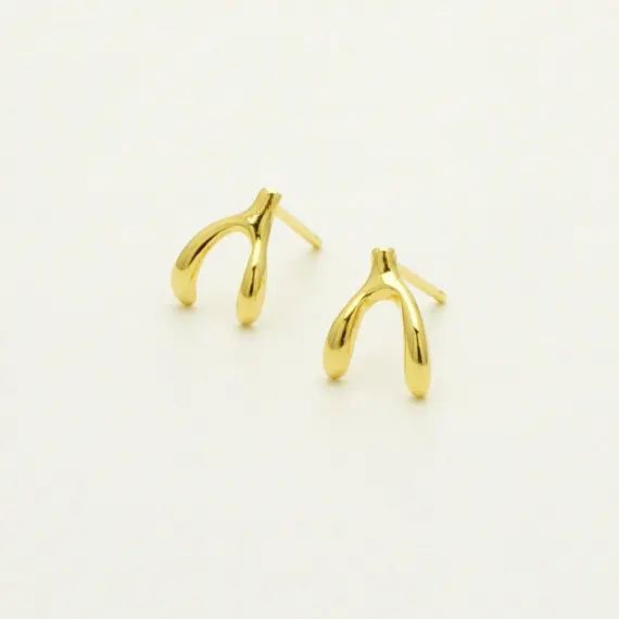 

Cute lucky Wishbone bone Stud Earring Amulet blessing Lucky bone Stud Earring Tiny Wish Bone Stud Earrings Women Girls jewelry