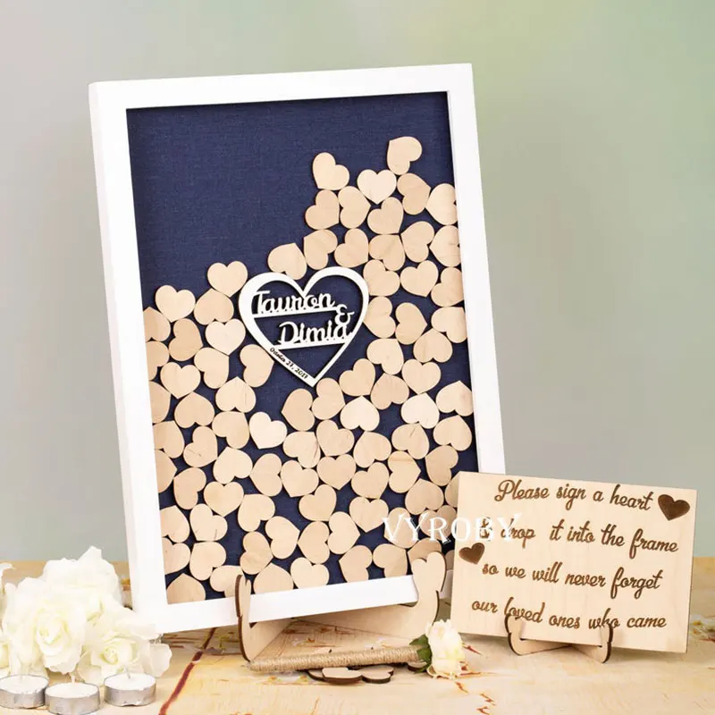 

Personalized Drop Box Wedding Guest Book,Engraved Name Date Guestbook, Wedding Wood Hollow Hearts,Wooden Guest Book Alternatives