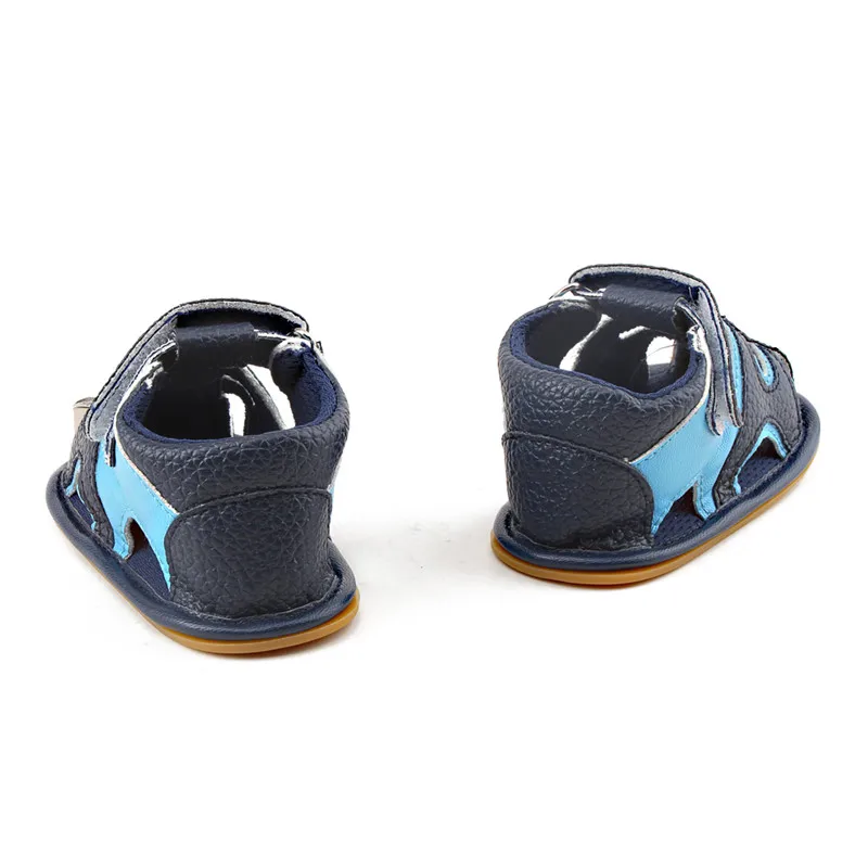 

Delebao 2018 Summer Color Baby Sandals Navy Blue And Sky Blue Hollow Hook & Loop Hook & Loop Sole Prewalkers Baby Shoes