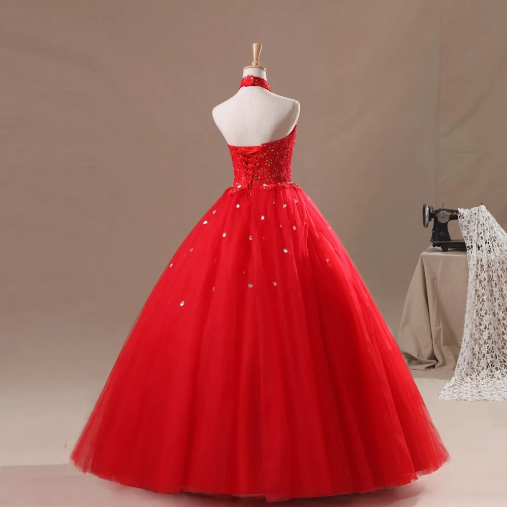 Vestidos de quince anos бальное платье из тюля с бусинами красный корсет кружевное лямкой