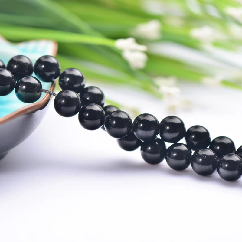 

Joanlyn Grade AAA Natural Black Tourmaline Beads 4mm-14mm NOT Dyed Smooth Polished Round 15 Inch Strand TL28