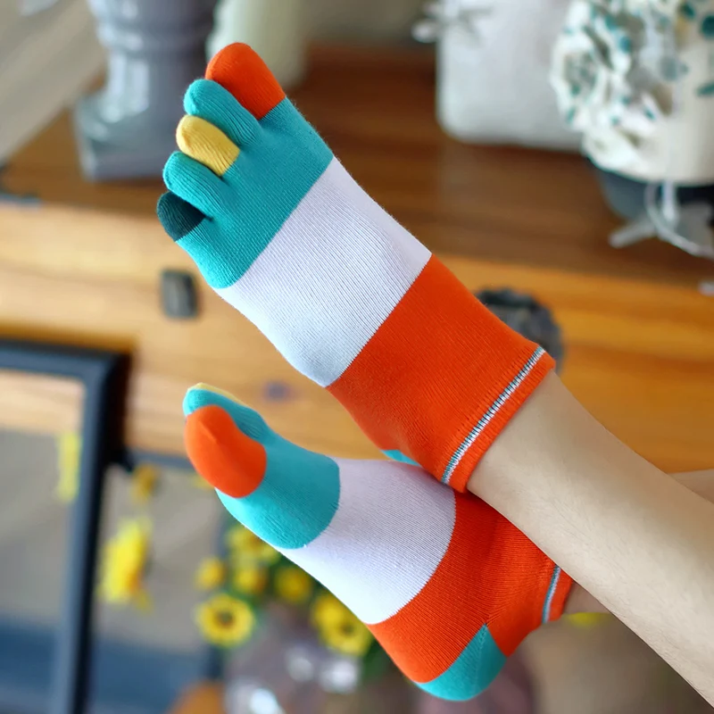 Носки мужские с пятью пальцами хлопок дышащие удобные до щиколотки 5 носков