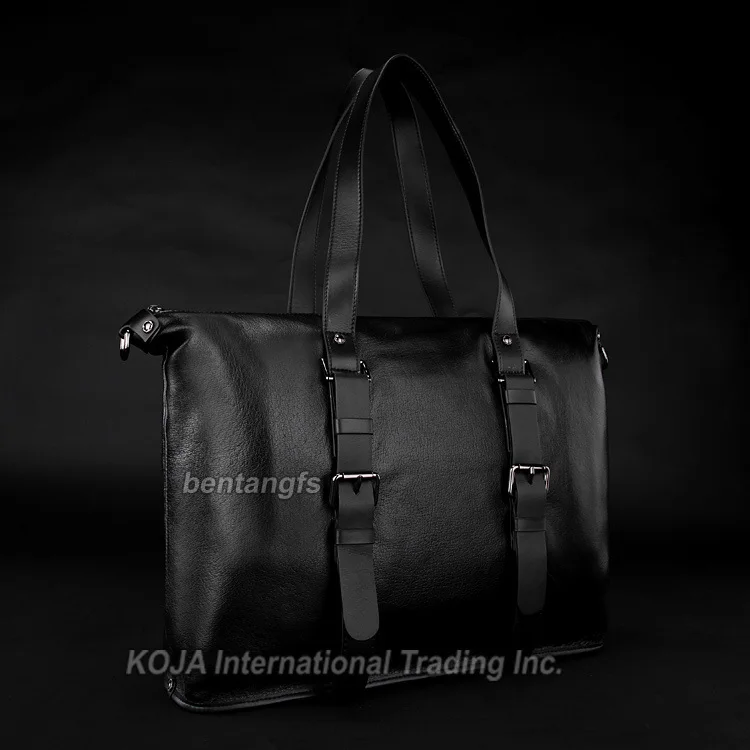 Высокий Класс Натуральная Кожа Мужчин Портфель Черный мужчины сумка из