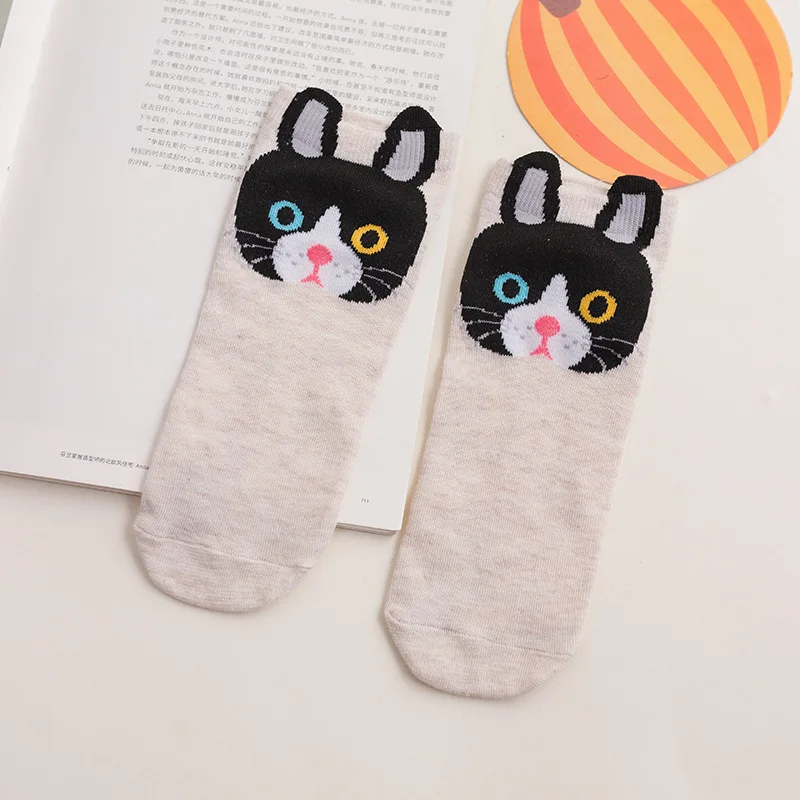 1 пара весенне летние милые женские носки с ушками животных хлопковые короткие