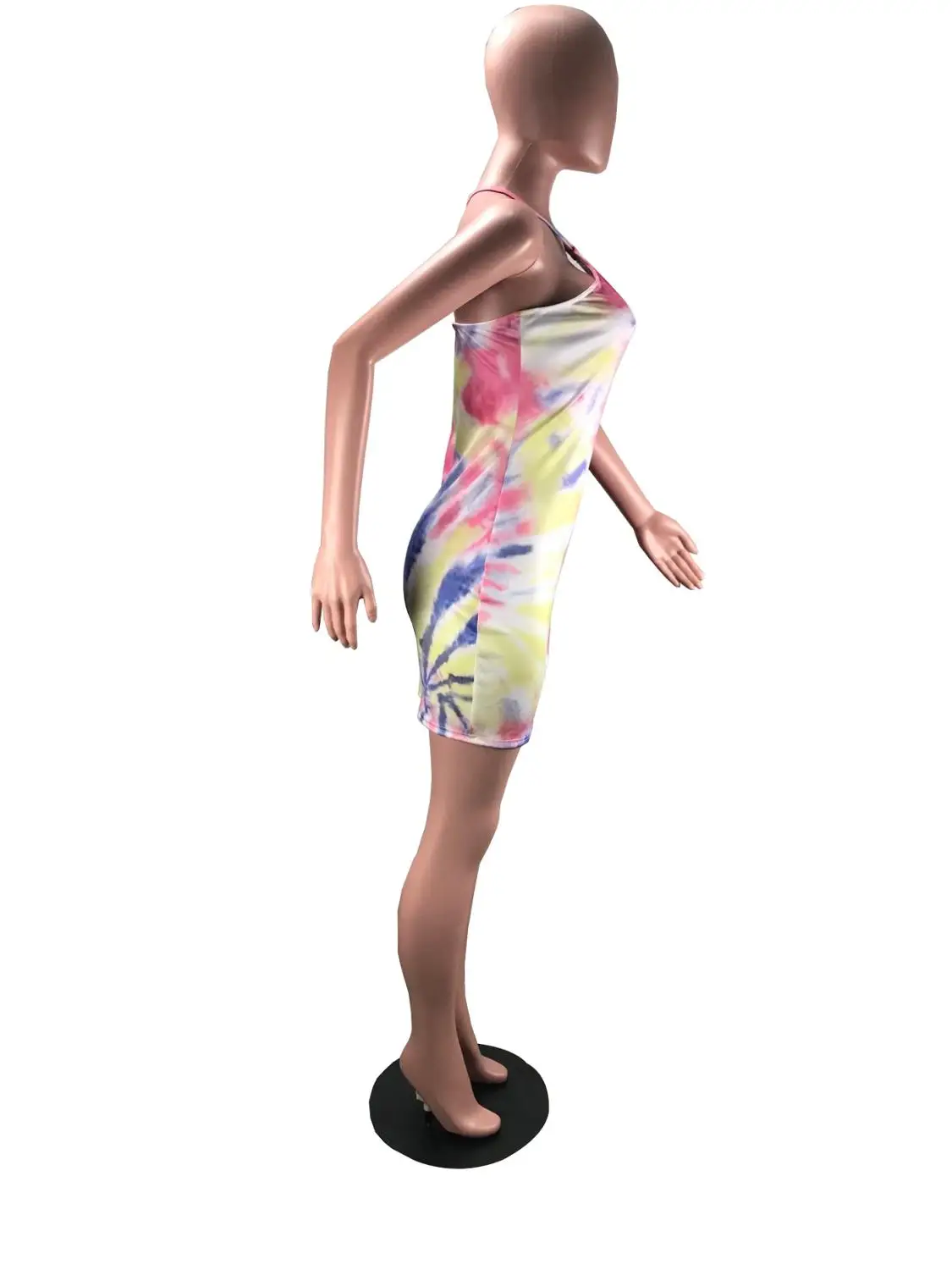 Женское платье футляр на лямках с принтом и завязками летнее облегающее лямкой