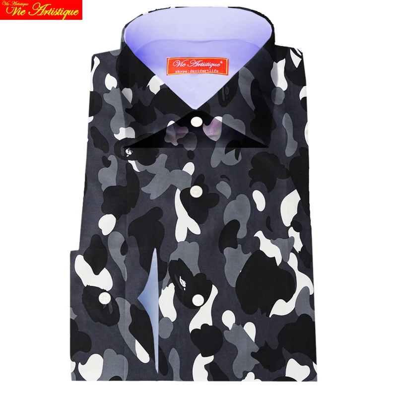 Camisa Social Masculina акция настоящие Camisas мужская рубашка/wo хлопковая камуфляжная