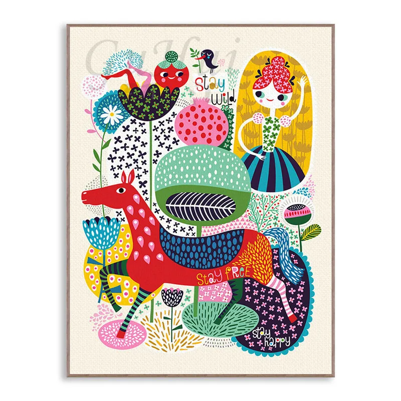 Цветная абстрактная картина овцы лося лошади животное холст без рамки диван фон