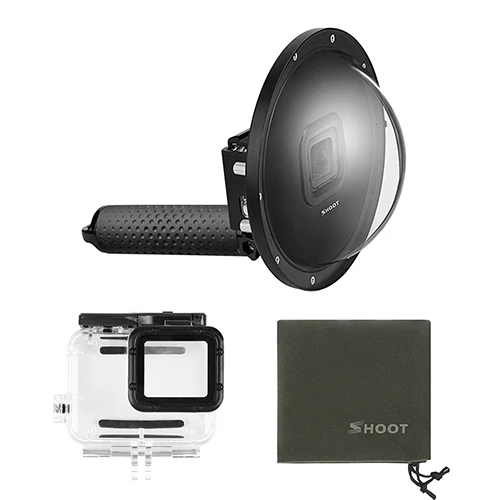 no lens hood Съёмка подводный купол порт для GoPro Hero 7 6 5 черный с поплавковой рукояткой водонепроницаемый чехол солнцезащитный объектив купол Go Pro 6 5 7 аксессуар - Цвет: no lens hood