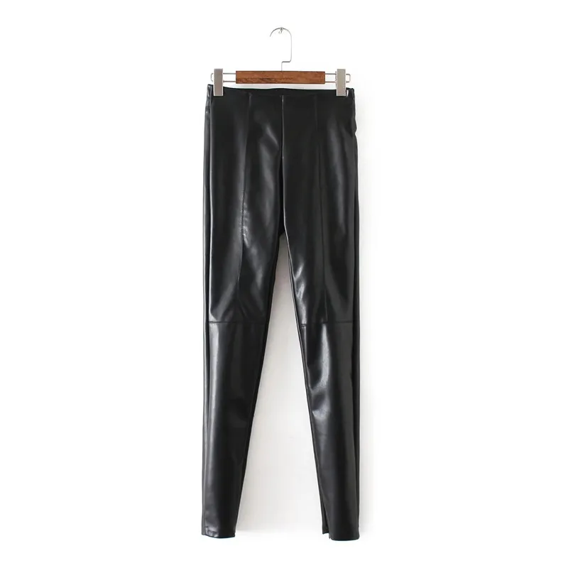 Зимние Утепленные штаны из искусственной кожи; женские брюки; черные леггинсы с эффектом пуш-ап; узкие брюки-карандаш; теплые леггинсы; Mujer Pantalon Femme - Цвет: Black