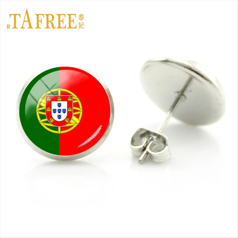 Серьги гвоздики TAFREE в стиле панк флаг мира Македония Польша Португалия Luxemburg