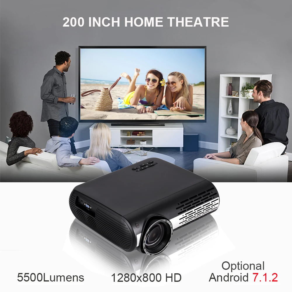 VIVICINE 1080p HD проектор, опция Android 7,1 WiFi Bluetooth домашний кинотеатр светодиодный проектор для видеоигр проектор 5500 люмен проэкторы
