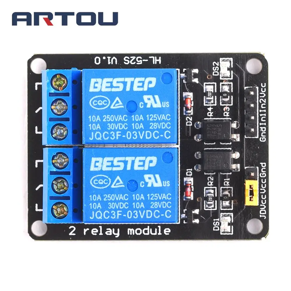 2 канальный релейный модуль 3 В в с оптроном выход ходовой для Arduino|Интегральные