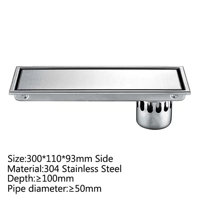 300x110x93mm Side Канал трапных натереть 300 мм SUS304 Нержавеющая сталь дезодорации Тип ряд Душ трапных - Цвет: 300x110x93mm Side