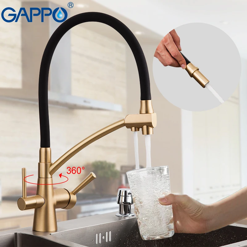 GAPPO золотой кухонный кран смеситель с фильтруемым водопроводом латунный для воды