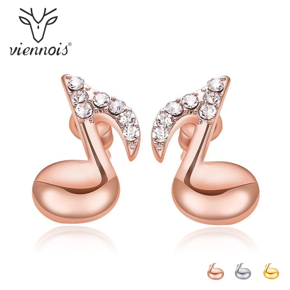 

Viennois Korean Statement Crystal Statement Earrings For Women Cubic Zirconia Music Stud Earrings Wedding Jewelry Party Gift