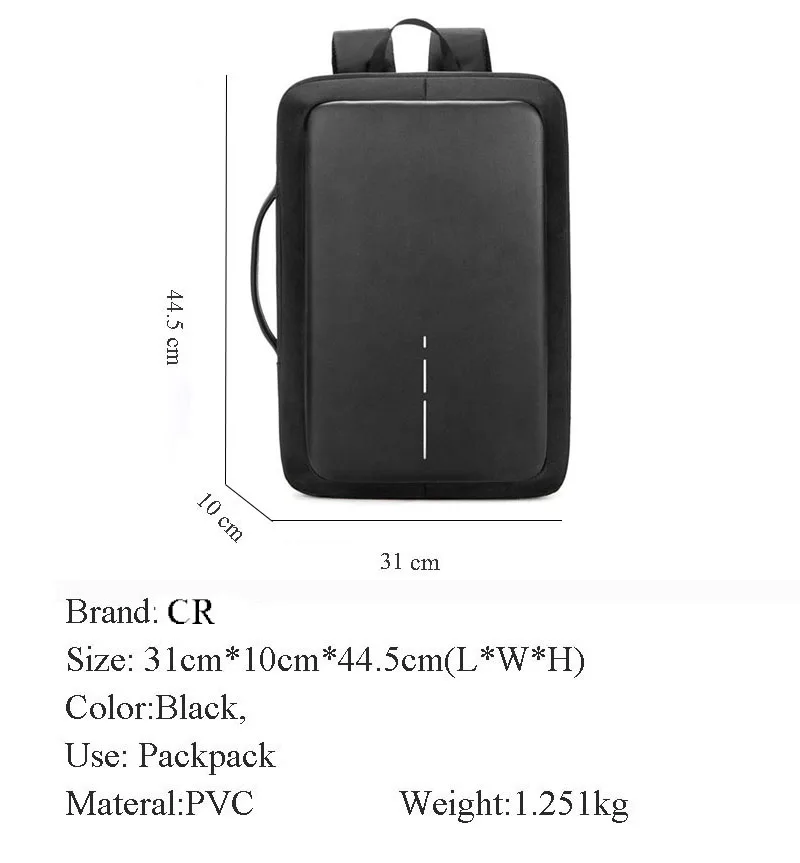 Новинка, мужской рюкзак с защитой от воров и подзарядки через USB, без ключа, дизайн TSA Lock, мужской деловой модный рюкзак с посланием для путешествий