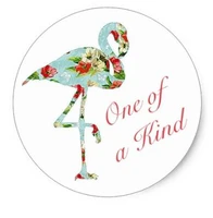 1 5inch one of a kind flamingo vintage floral classic round sticker