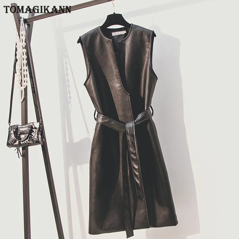 Дамские туфли из pu искусственной кожи длинное пальто с жилетом в уличном стиле