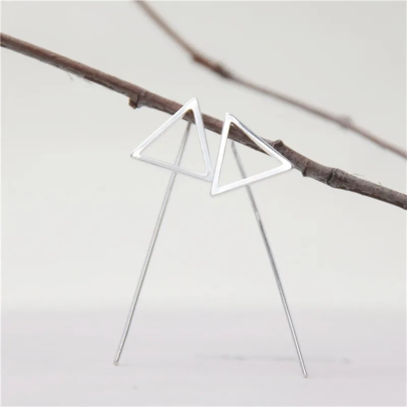 

JINSE 925 Silver Triangle Earring 43mm Long 100% S925 Sterling Silver boucle d'oreille Drop Earrings for Women Jewelry 14*43mm