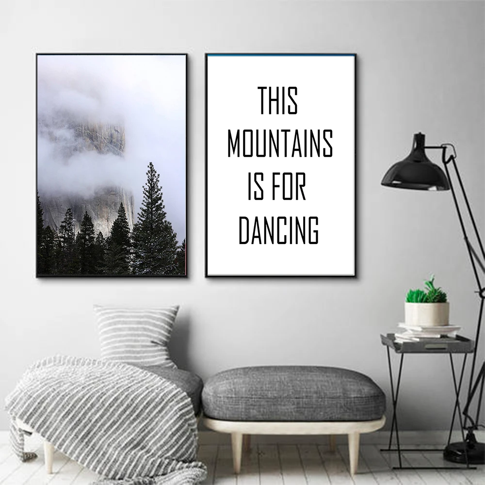 Норвежское море Альпы туман лес скандинавский искусство винтажные постеры из