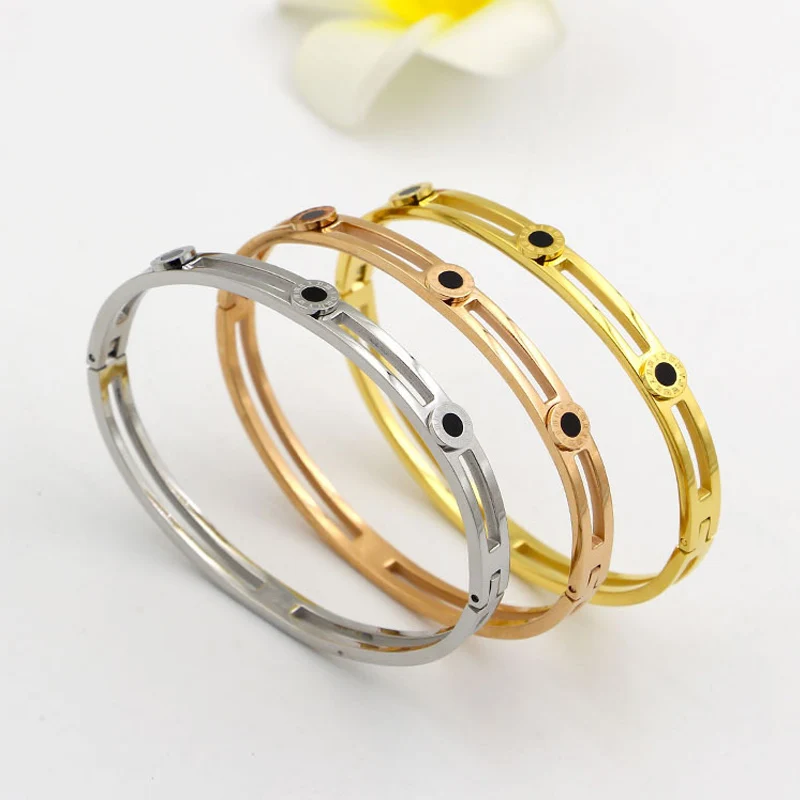 Браслеты-манжеты и Обручи из нержавеющей стали для женщин мужчин ювелирные
